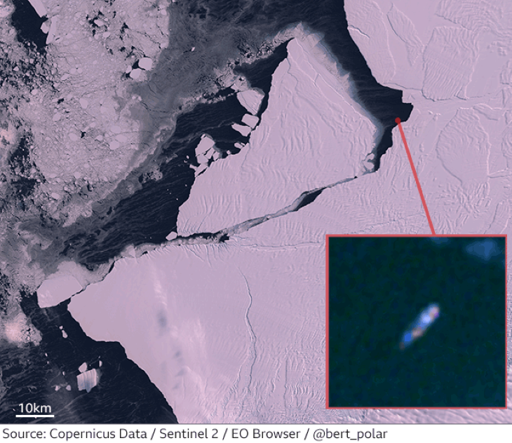 Körbehajózta a gigantikus A74 antarktiszi jéghegyet egy német kutatóhajó